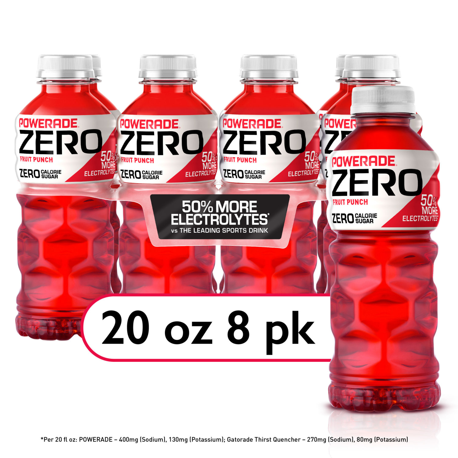 slide 1 of 8, POWERADE Zero Fruit Punch Bottles- 8 ct, 8 ct; 20 fl oz