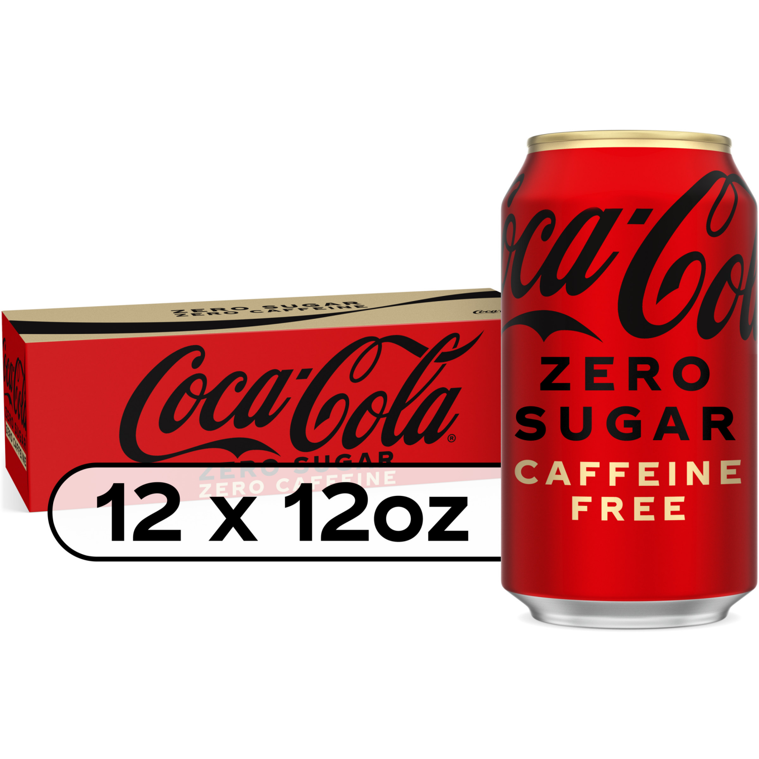 slide 1 of 6, Coca-Cola Zero Caffeine-Free Fridge Pack Cans, 12 fl oz, 12 Pack, 12 ct; 12 fl oz