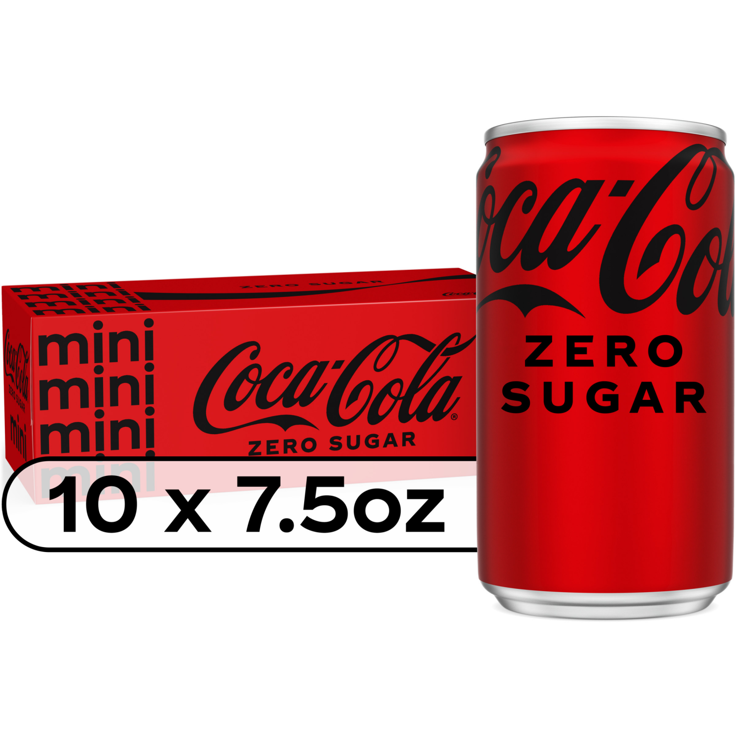slide 1 of 3, Coca-Cola Zero Sugar Soda Soft Drink Fridge Pack, 7.5 fl oz Mini Cans, 10 Pack, 10 ct; 7.5 oz