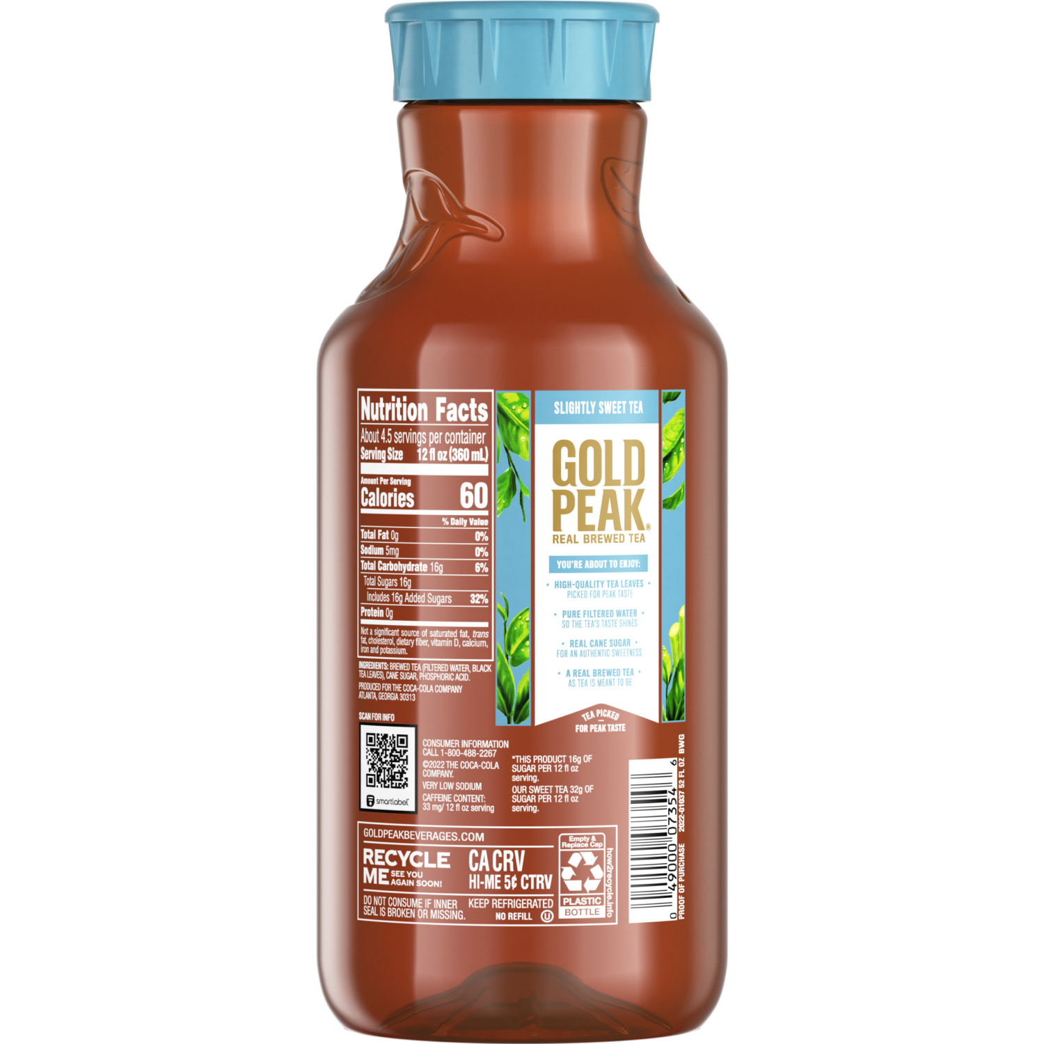 slide 2 of 7, Gold Peak Slightly Sweet Tea Bottle, 52 fl oz, 52 fl oz