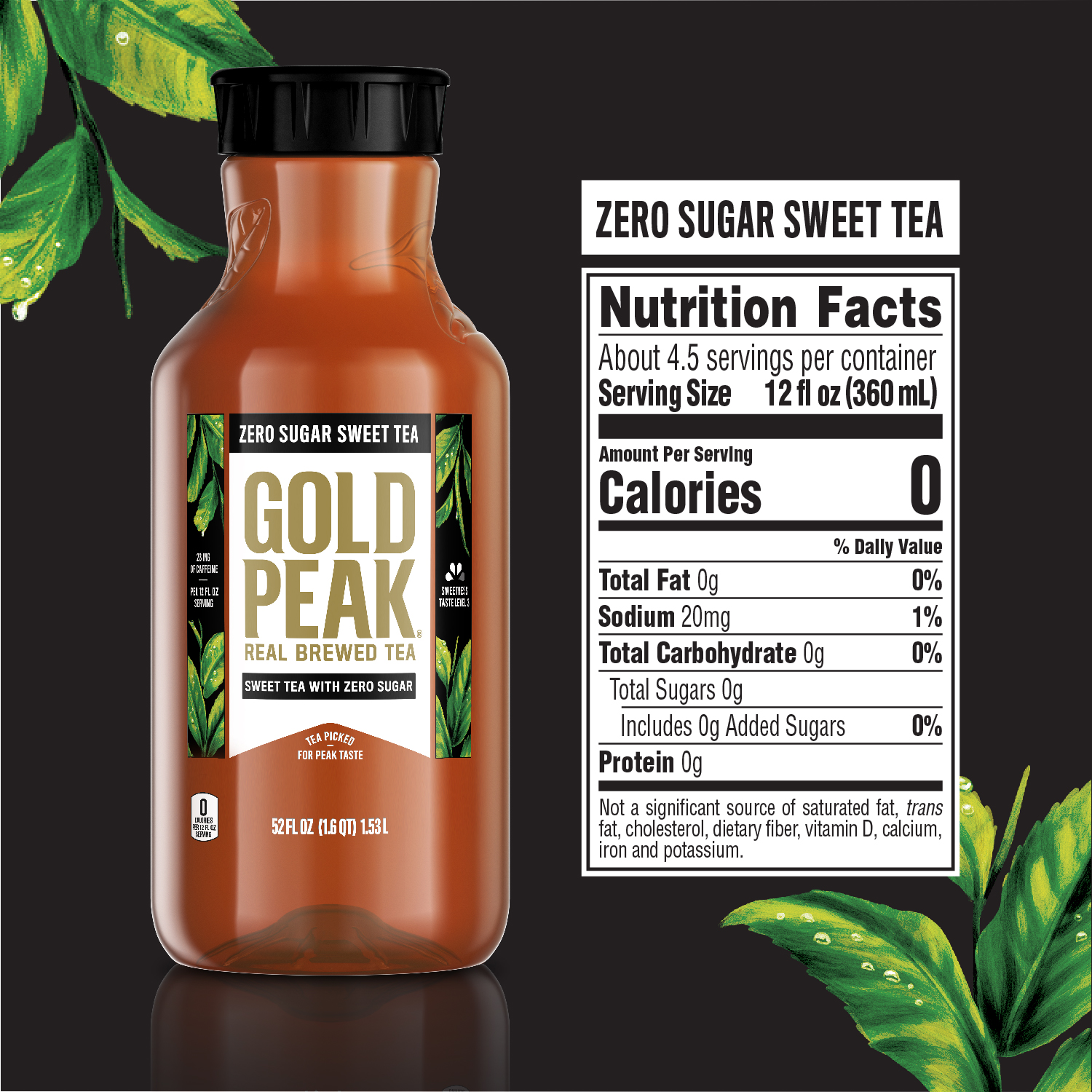 slide 3 of 8, Gold Peak Zero Sugar Diet Iced Tea Drink, 52 fl oz, 52 fl oz