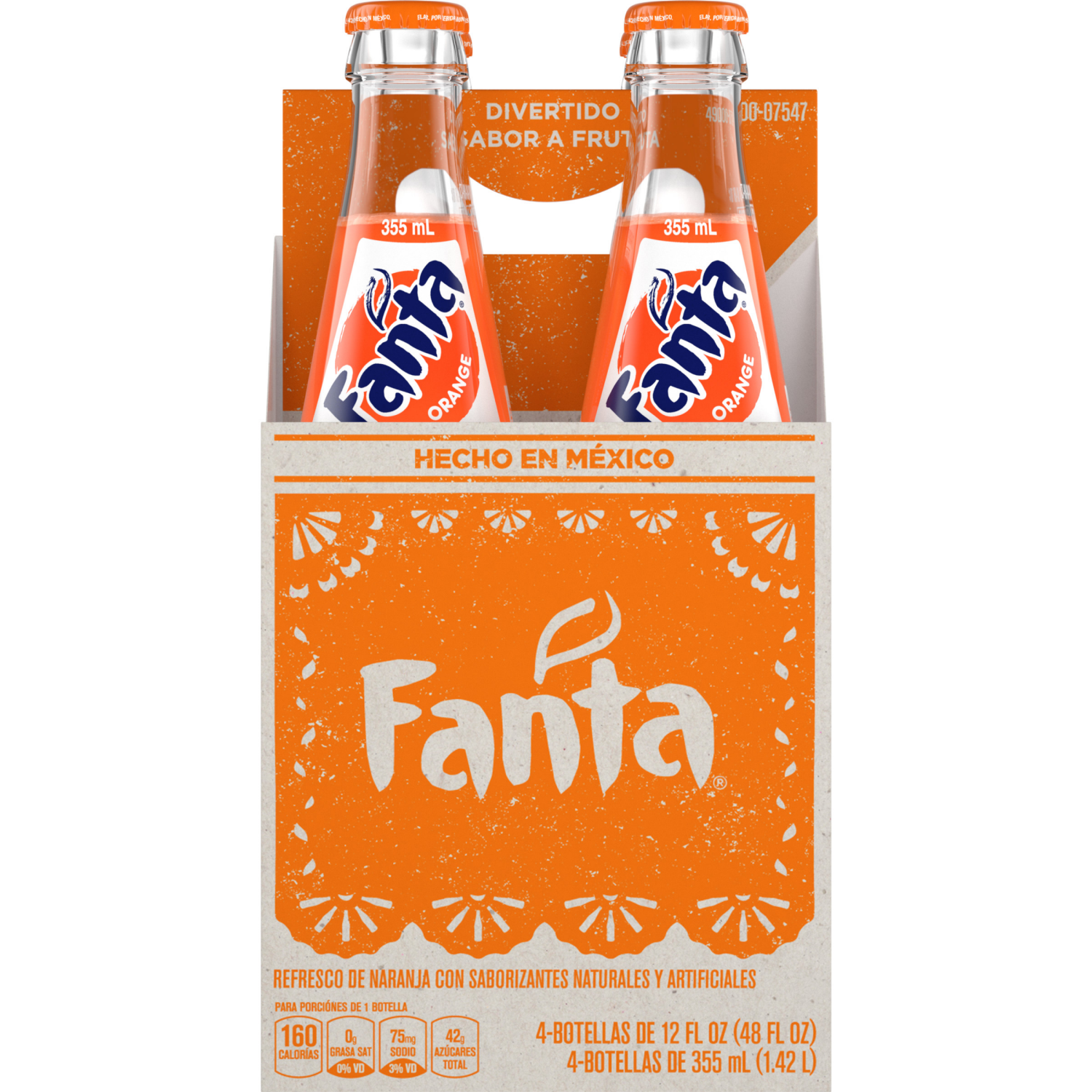 slide 2 of 7, Fanta Orange Mexico Glass Bottles, 355 mL, 4 Pack, 4 ct; 12 oz