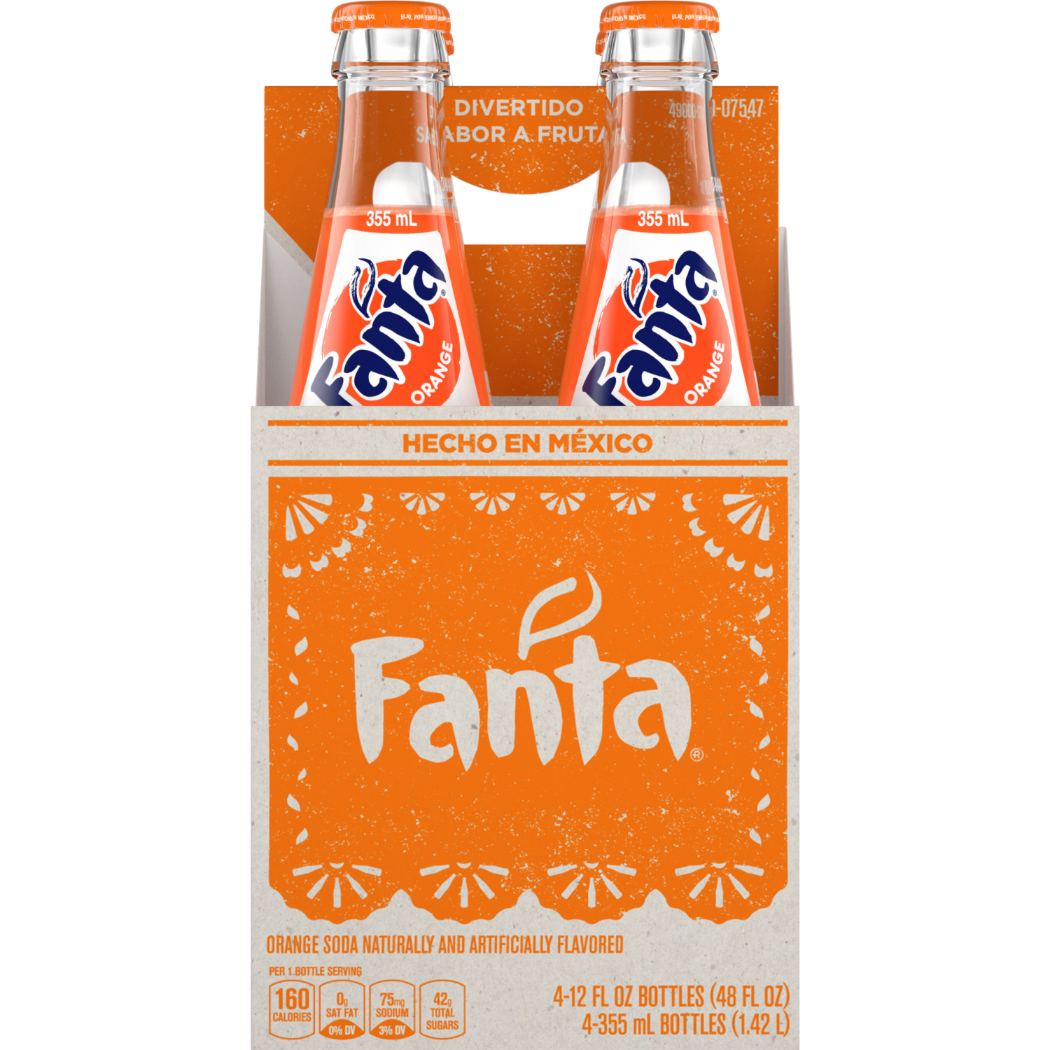 slide 1 of 7, Fanta Orange Mexico Glass Bottles, 355 mL, 4 Pack, 4 ct; 12 oz