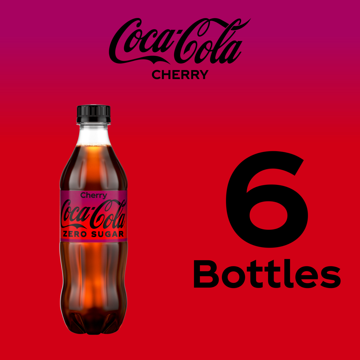 slide 2 of 6, Coca-Cola Cherry Zero Bottles, 16.9 fl oz, 6 Pack, 6 ct; 0.5 liter