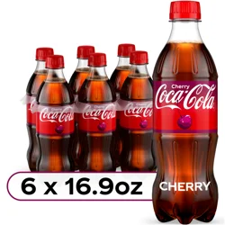 Coca-Cola Cherry Soda Soft Drink, 16.9 fl oz, 6 Pack