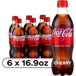 Coca-Cola Cherry Soda Soft Drink, 16.9 fl oz, 6 Pack