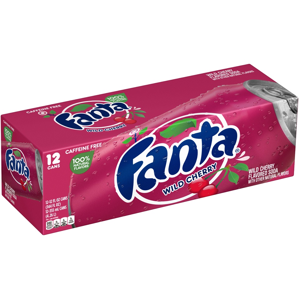 slide 2 of 2, Fanta Wild Cherry 100% Naturally Flavored Soda, 12 ct; 12 fl oz