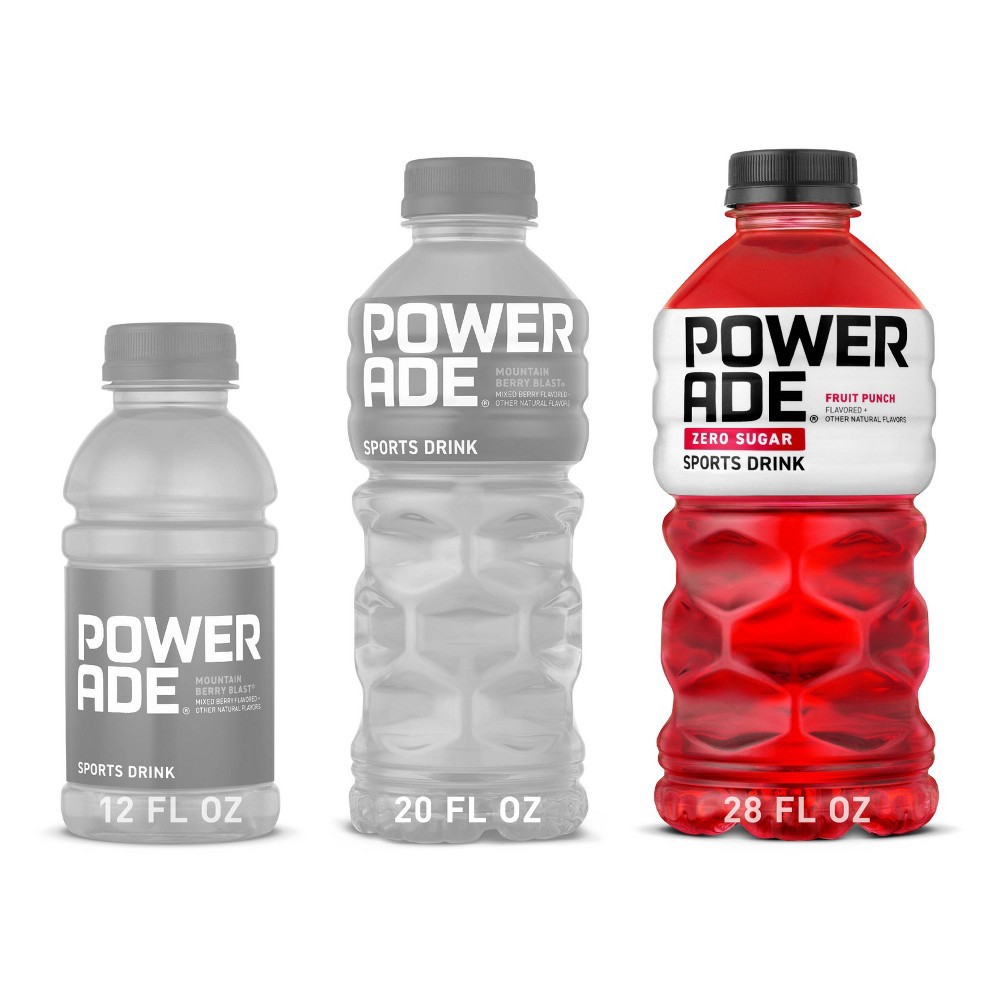 slide 19 of 21, POWERADE Zero Fruit Punch Bottle, 28 fl oz, 28 fl oz