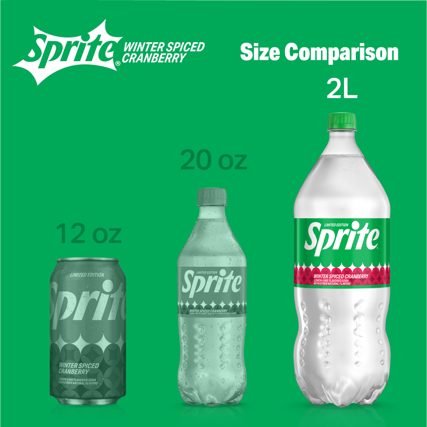 slide 3 of 7, Sprite Winter Spiced Cranberry Bottle- 2 liter, 2 liter