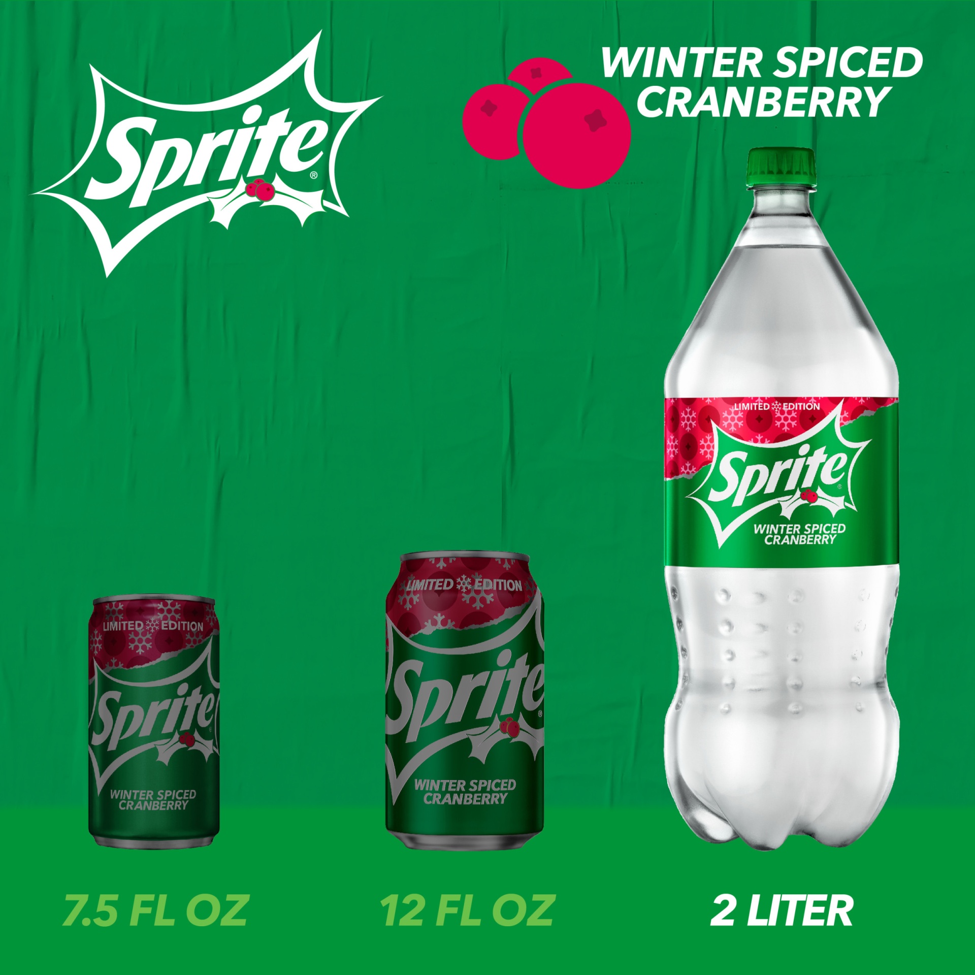 slide 2 of 7, Sprite Winter Spiced Cranberry Bottle- 2 liter, 2 liter