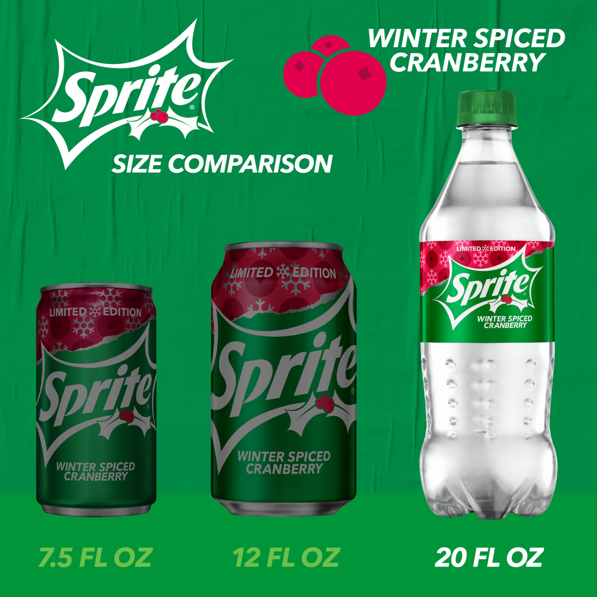 slide 5 of 7, Sprite Winter Spiced Cranberry Bottle- 20 fl oz, 20 fl oz