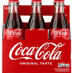 Coca Cola Coca-Cola Cane Sugar Soda Soft Drink Glass Bottles, 8 Fl Oz, 6 Pack