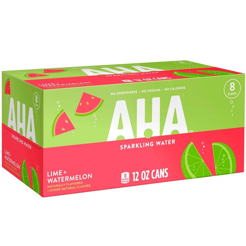 slide 2 of 3, AHA Lime Watermelon Cans, 12 fl oz, 8 Pack, 8 ct; 12 fl oz