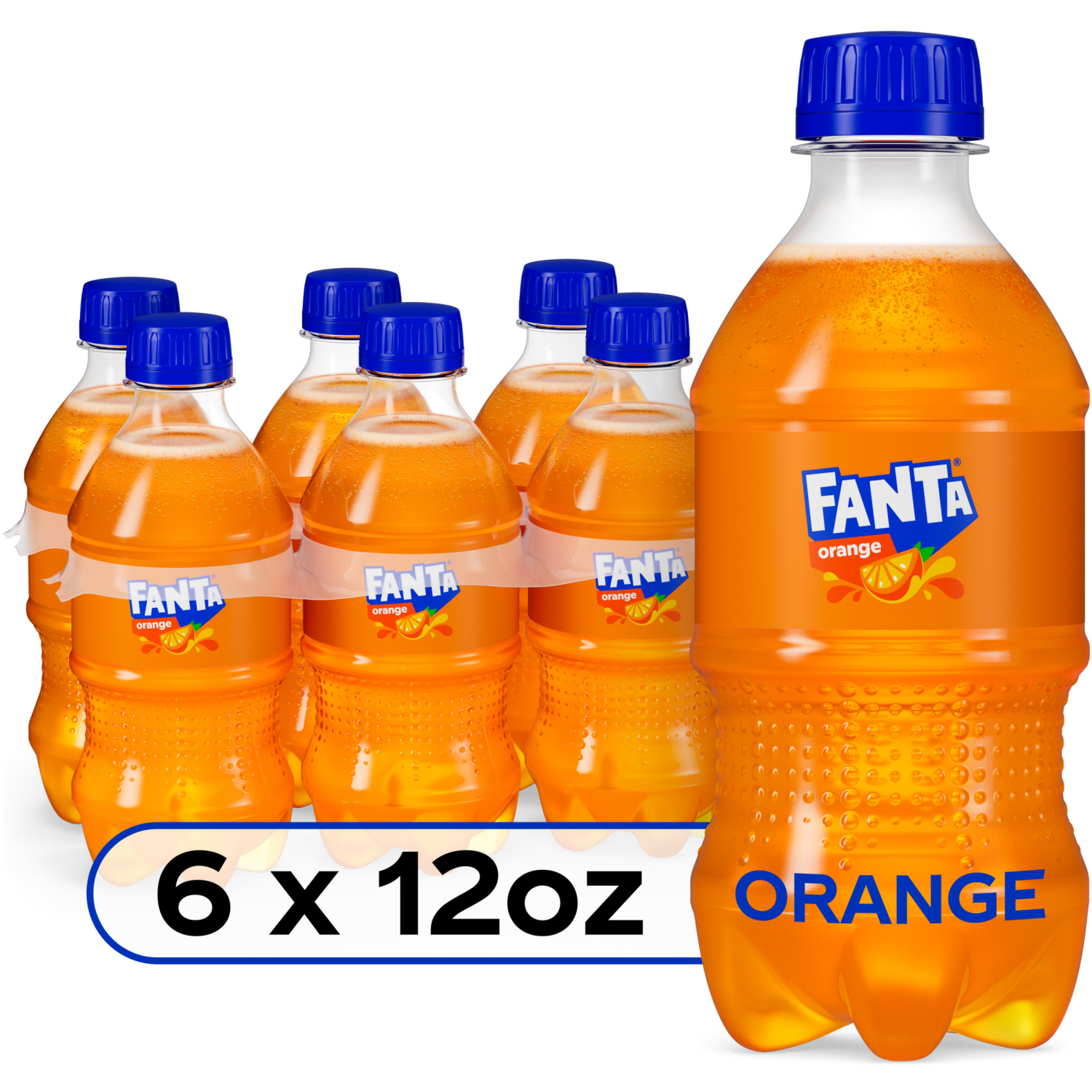 slide 1 of 2, Fanta Orange Soda Bottles, 12 fl oz, 6 Pack, 6 ct; 12 oz