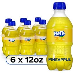 Fanta Pineapple Soda Soft Drink, 12 fl oz Bottles, 6 Pack
