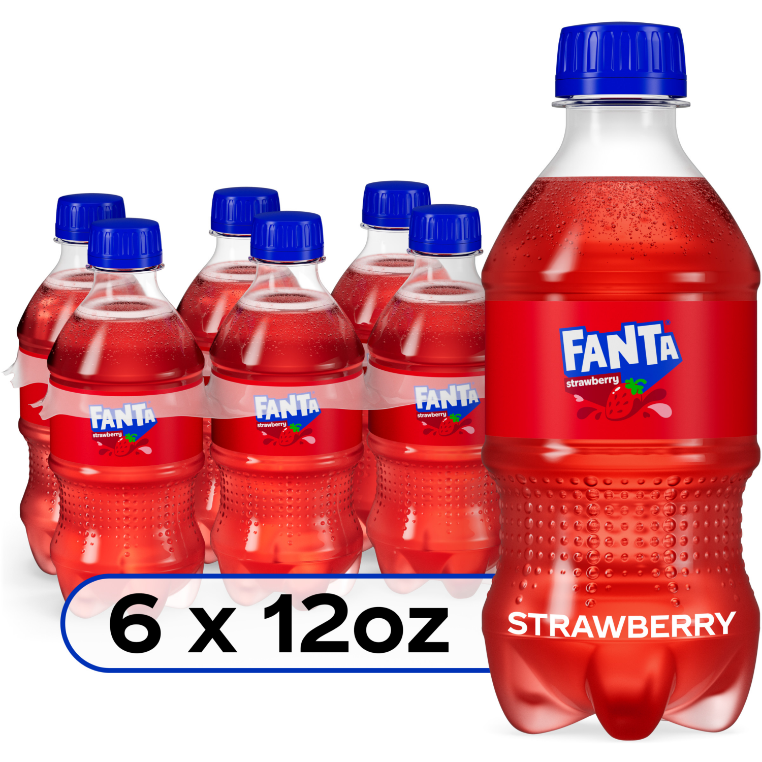slide 1 of 2, Fanta Strawberry Soda Pop Soft Drink Bottles, 12 fl oz, 6 Pack, 6 ct