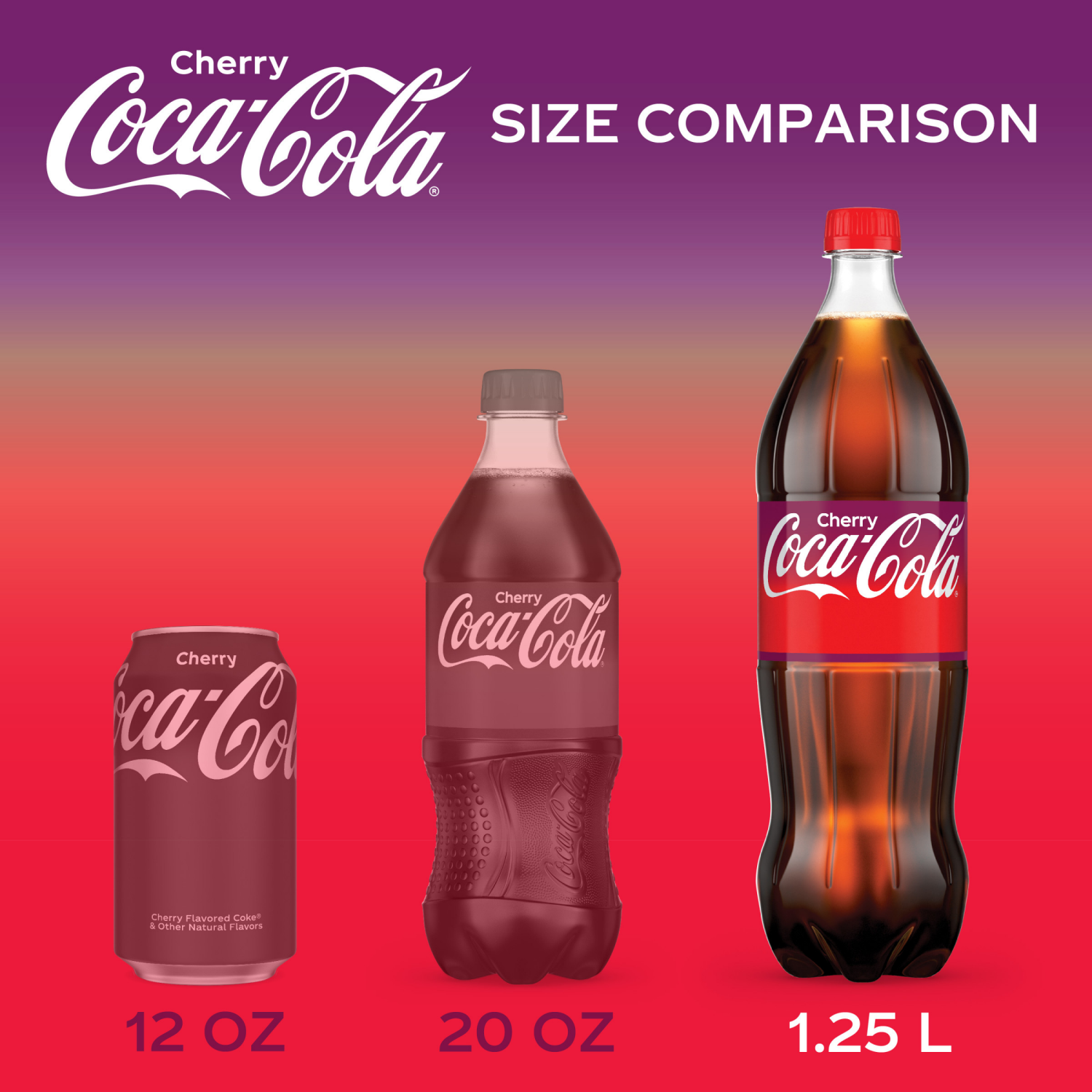 slide 2 of 8, Coca-Cola Cherry Bottle, 1.25 Liters, 42.2 fl oz