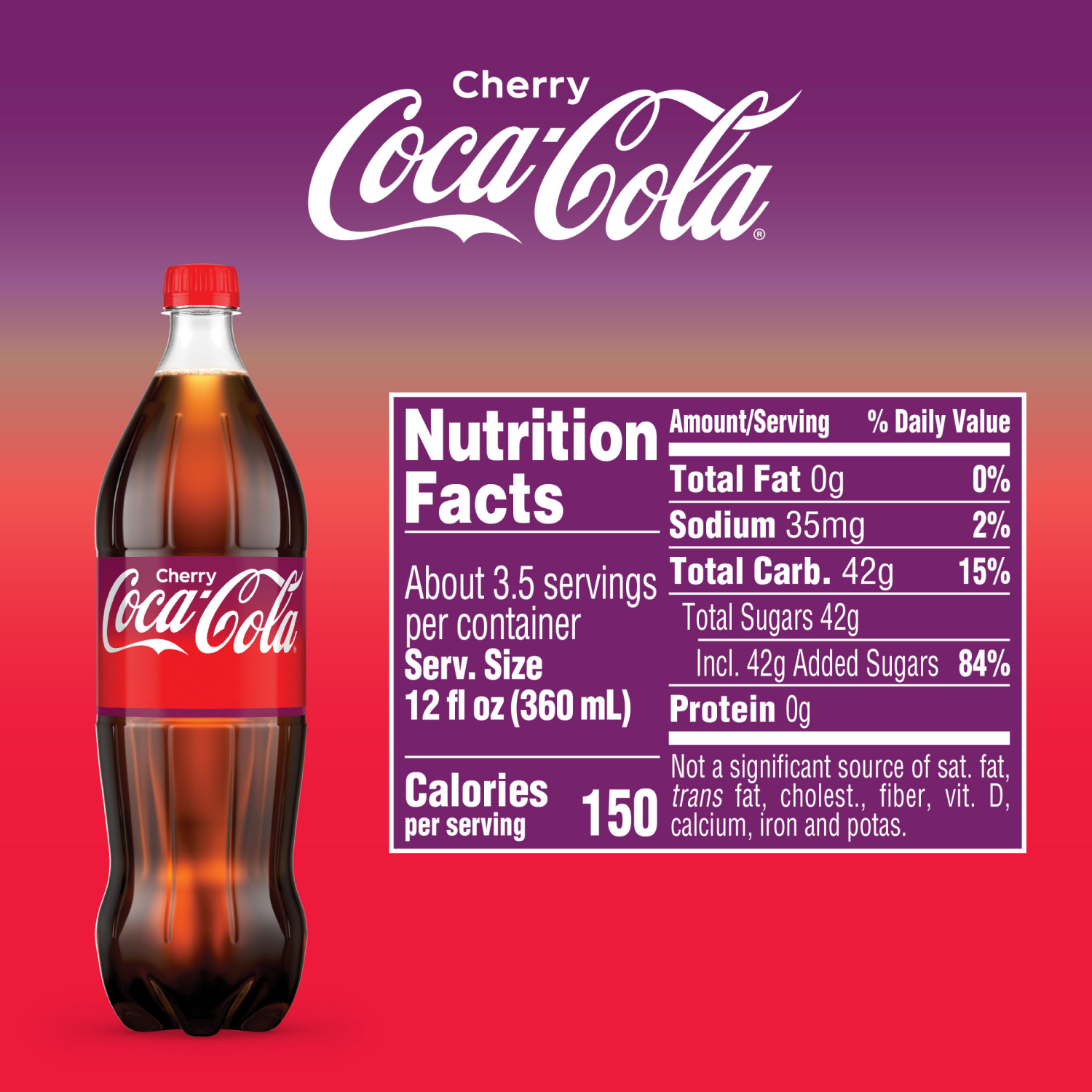 slide 4 of 8, Coca-Cola Cherry Bottle, 1.25 Liters, 42.2 fl oz