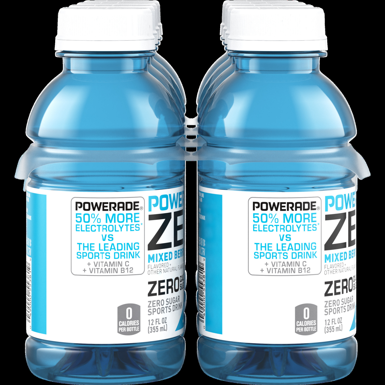 slide 4 of 6, POWERADE Electrolyte Enhanced Zero Sugar Mixed Berry Sports Drink, 12 fl oz, 8 count bottles, 8 ct