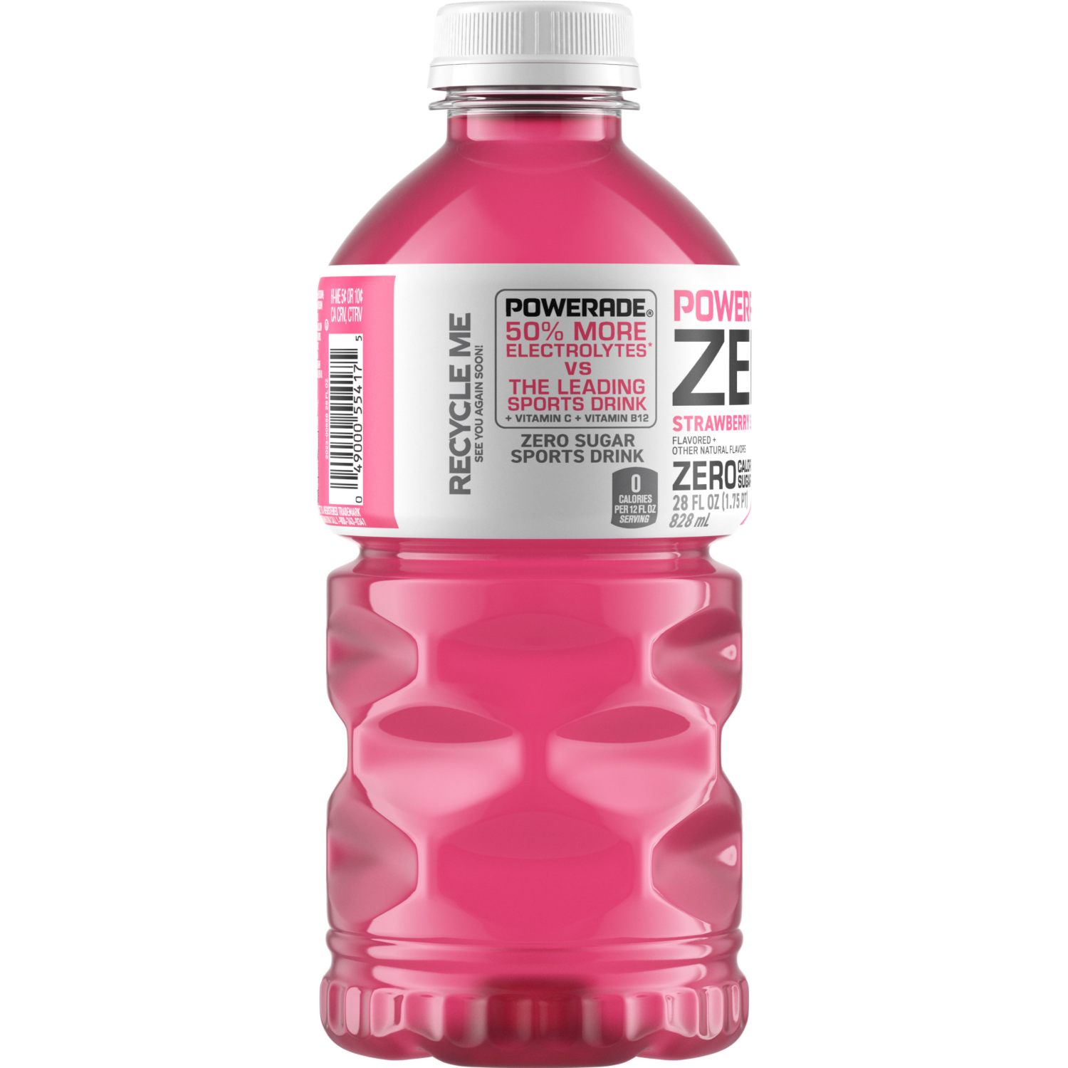slide 2 of 6, POWERADE Electrolyte Enhanced Zero Sugar Strawberry Smash Sports Drink, 28 fl oz, bottle, 28 fl oz
