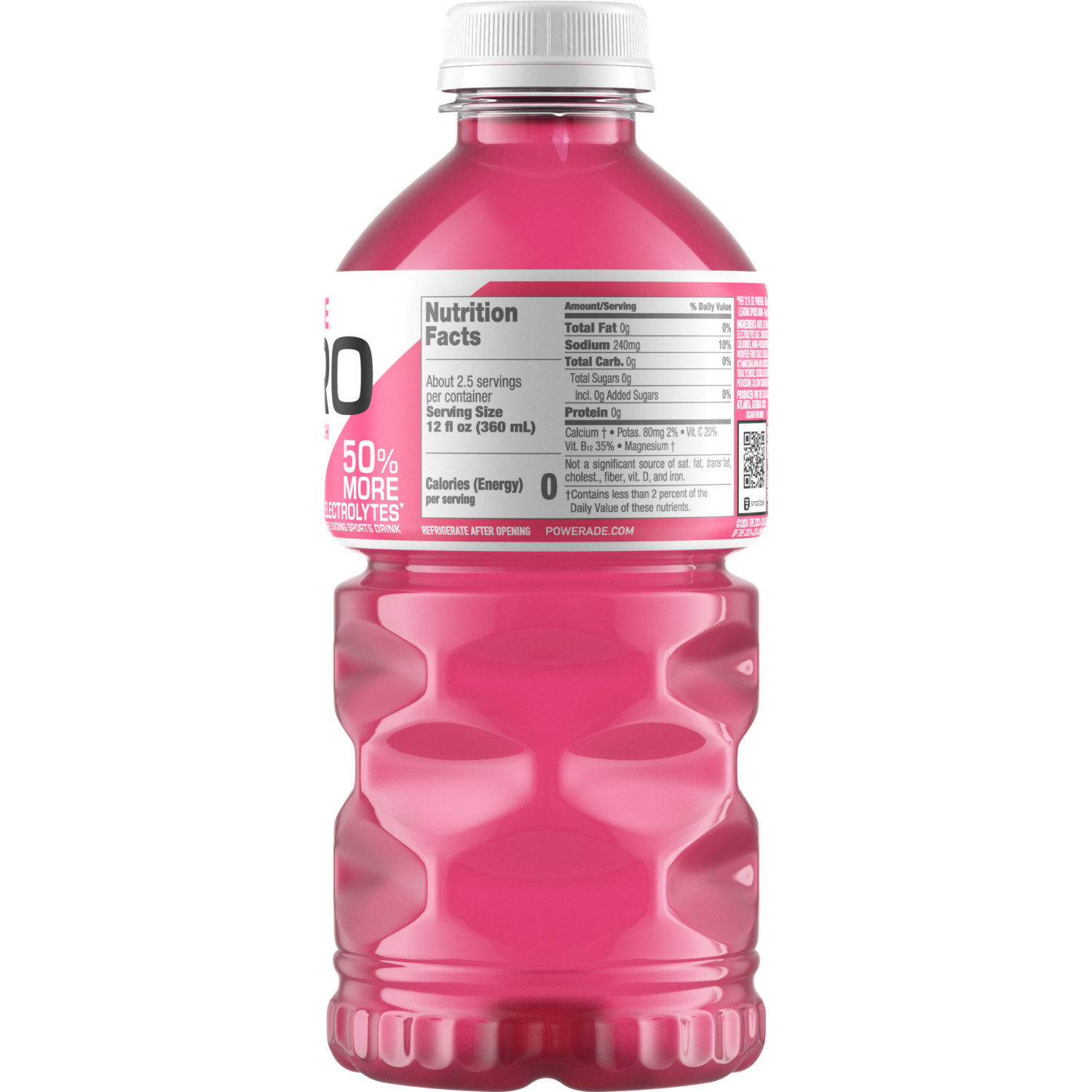 slide 4 of 6, POWERADE Electrolyte Enhanced Zero Sugar Strawberry Smash Sports Drink, 28 fl oz, bottle, 28 fl oz