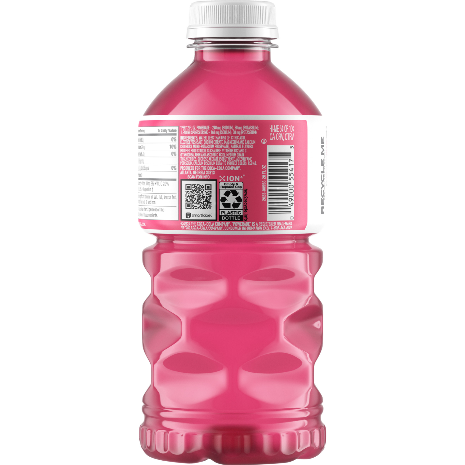 slide 5 of 6, POWERADE Electrolyte Enhanced Zero Sugar Strawberry Smash Sports Drink, 28 fl oz, bottle, 28 fl oz