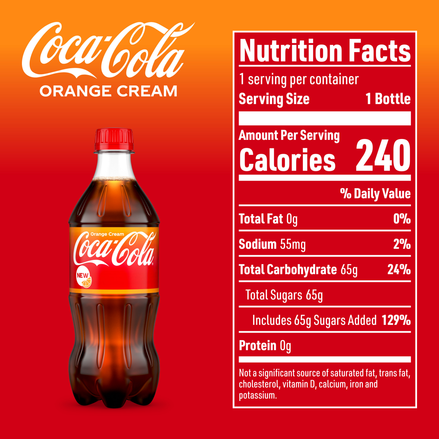 slide 4 of 5, Coca-Cola Orange Cream Bottle, 20 fl oz, 20 fl oz
