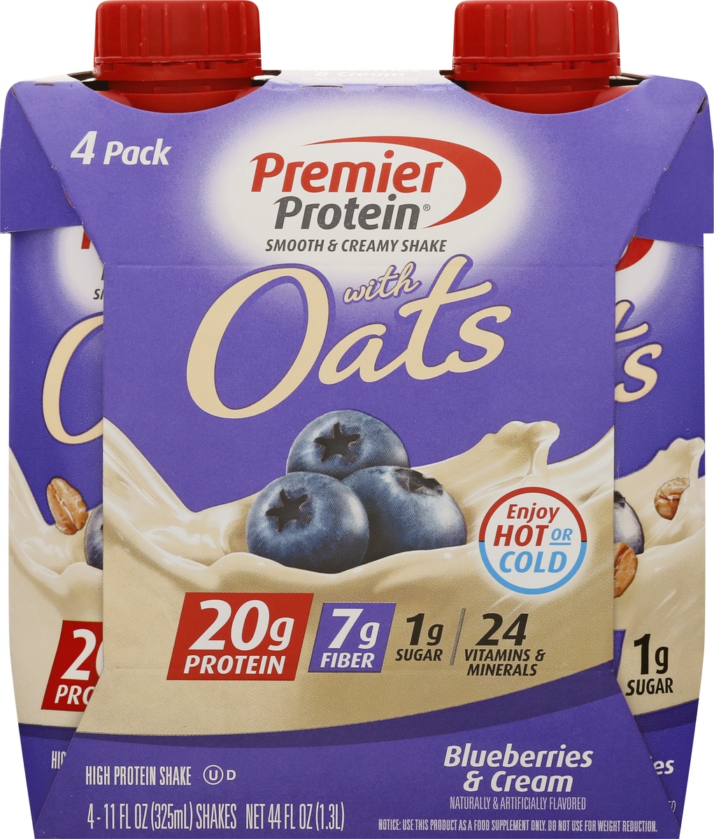 slide 6 of 9, Premier Protein Blueberries & Cream Shake with Oats 4 ea, 1 ct