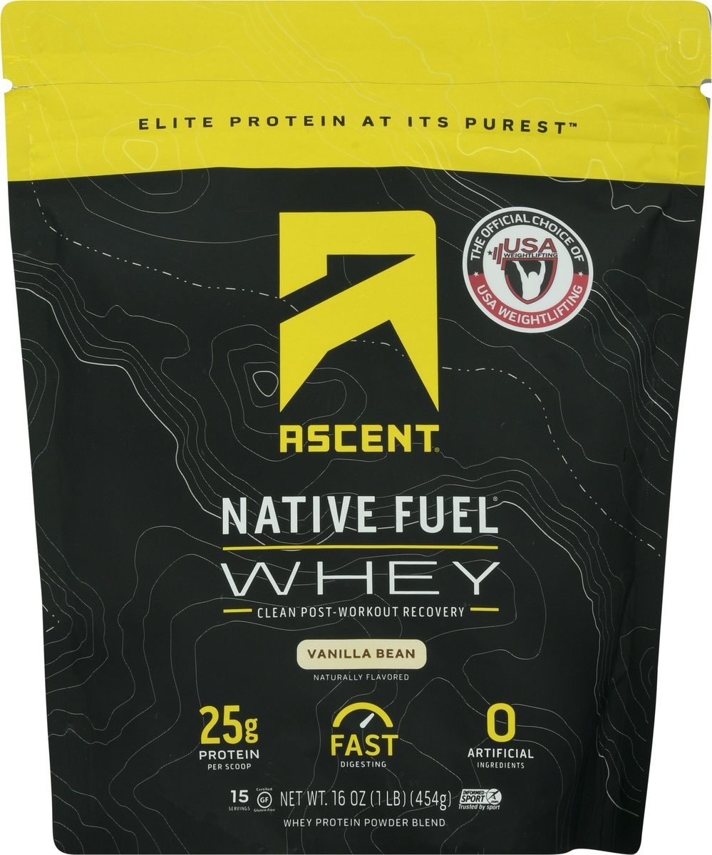 slide 6 of 9, Ascent Native Fuel Vanilla Bean Whey 16 oz, 16 oz