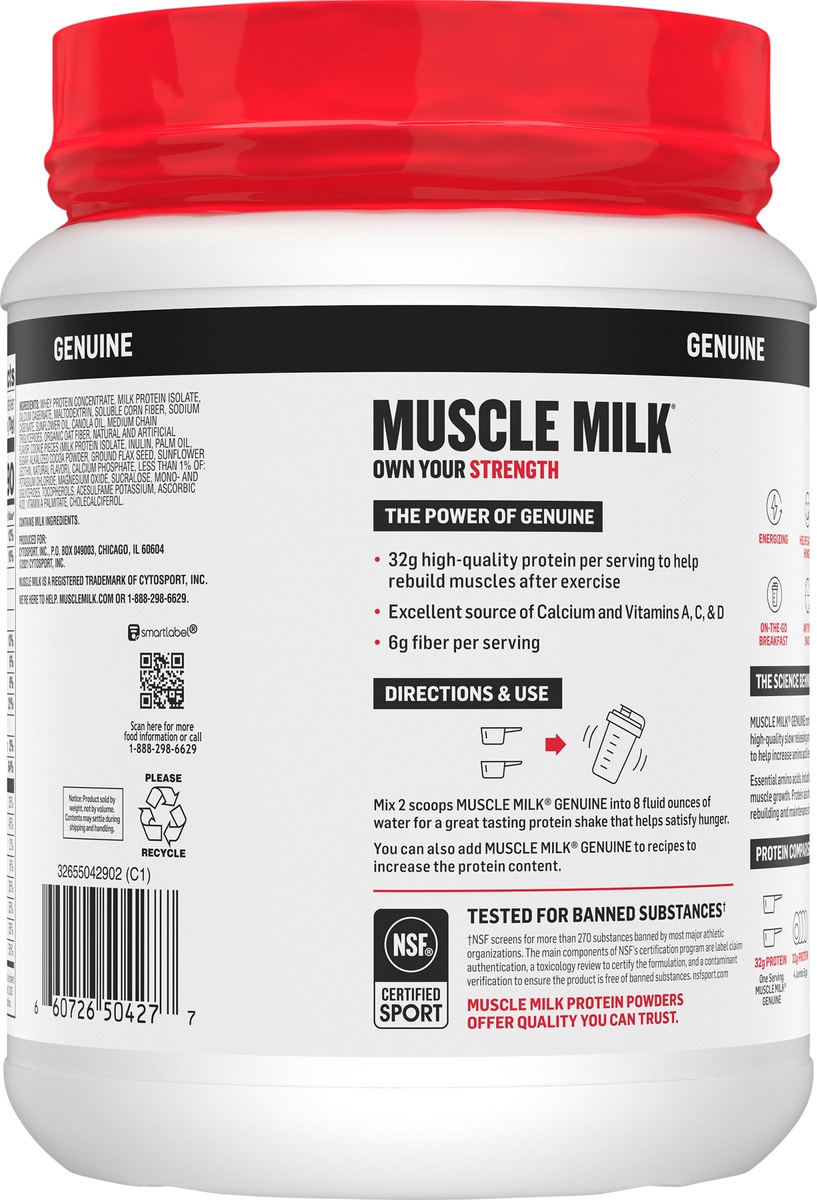 slide 3 of 5, Muscle Milk Protein Powder, 30.90 oz