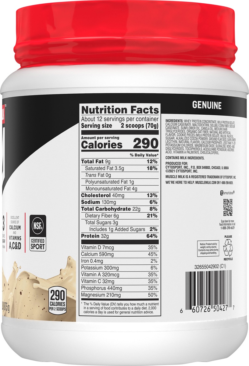 slide 2 of 5, Muscle Milk Protein Powder, 30.90 oz