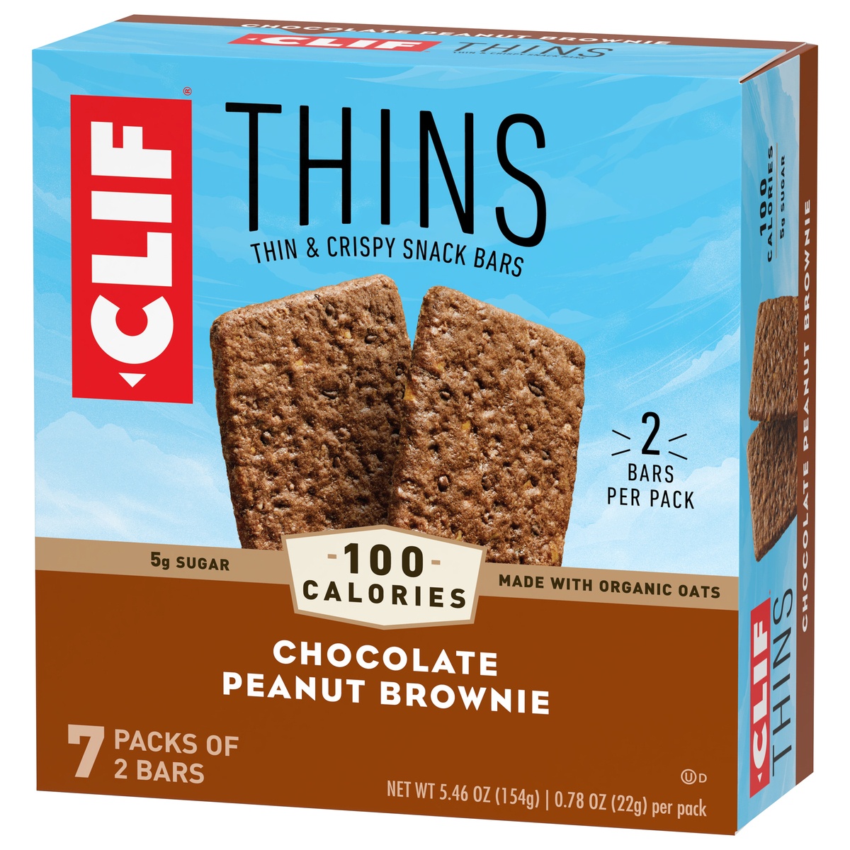 slide 5 of 9, CLIF Thins Chocolate Peanut Brownie Bars, 7 ct