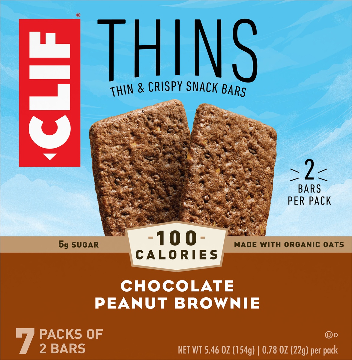 slide 3 of 9, CLIF Thins Chocolate Peanut Brownie Bars, 7 ct