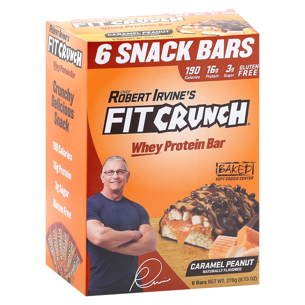 slide 3 of 9, Robert Irvine's Fit Crunch Caramel Peanut Whey Protein Bar, 6 ct; 9.73 oz