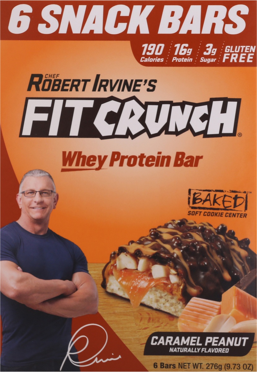 slide 6 of 9, Robert Irvine's Fit Crunch Caramel Peanut Whey Protein Bar, 6 ct; 9.73 oz