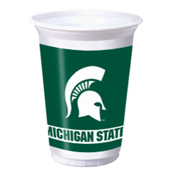 slide 1 of 1, Michigan State Spartans University Plastic Cups, 8 ct