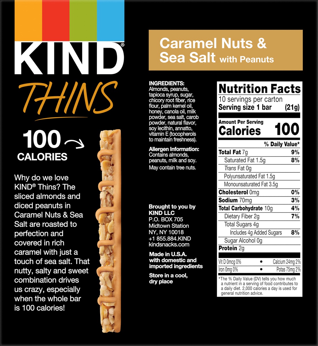 slide 4 of 7, Kind Thins Caramel Almond & Sea Salt, 7.4 oz