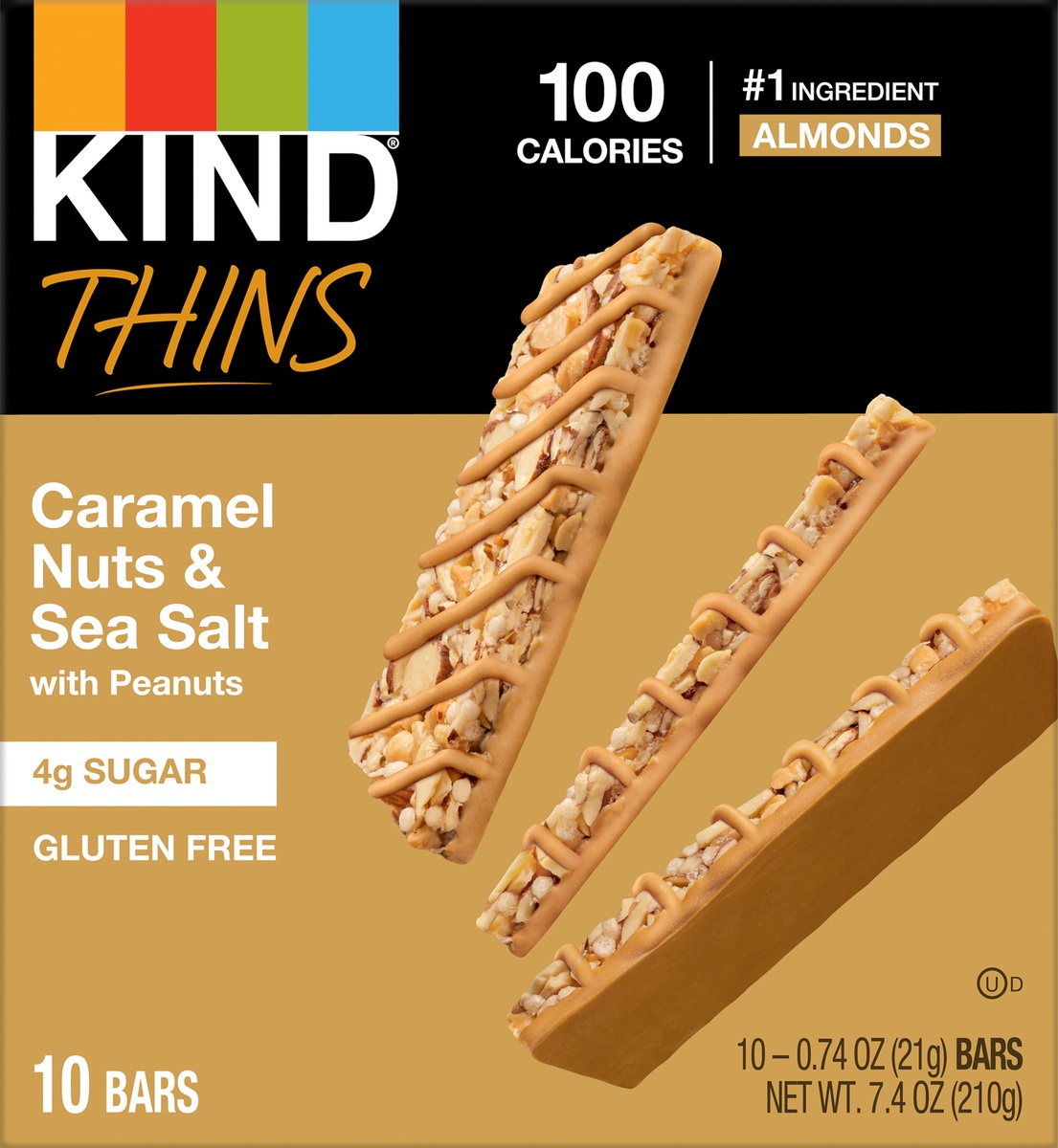 slide 7 of 7, Kind Thins Caramel Almond & Sea Salt, 7.4 oz