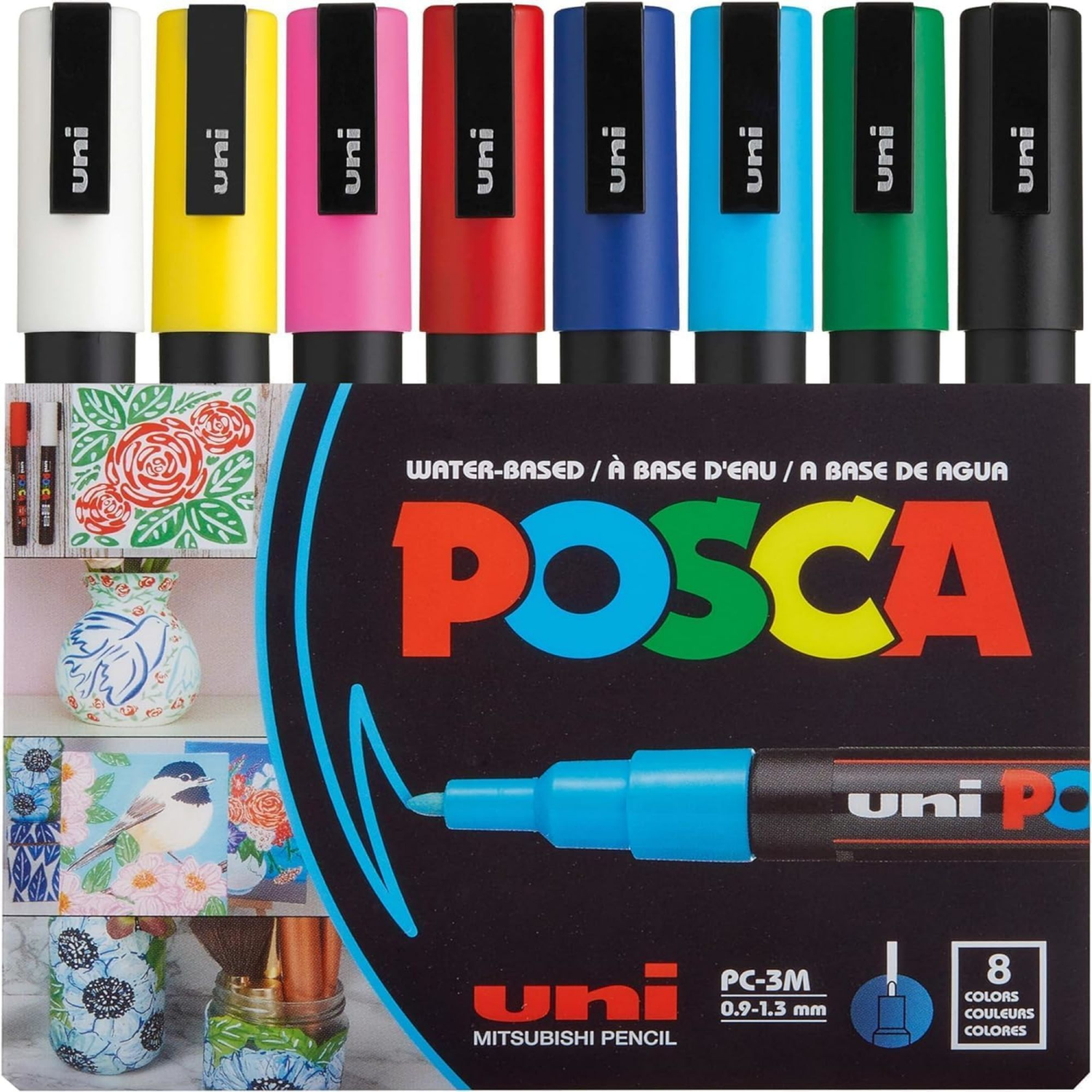 slide 1 of 8, Uni Posca Pc-3m Fine Tip Paint Marker Set, 8 paint markers