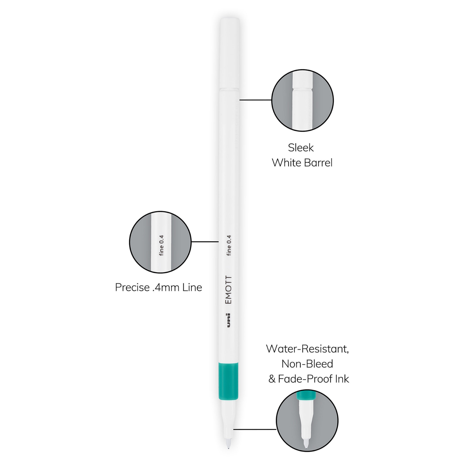 slide 4 of 7, uni-ball EMOTT Fineliner Marker Pens, Fine Point (0.4mm), Assorted Ink, 10-count, 1 ct