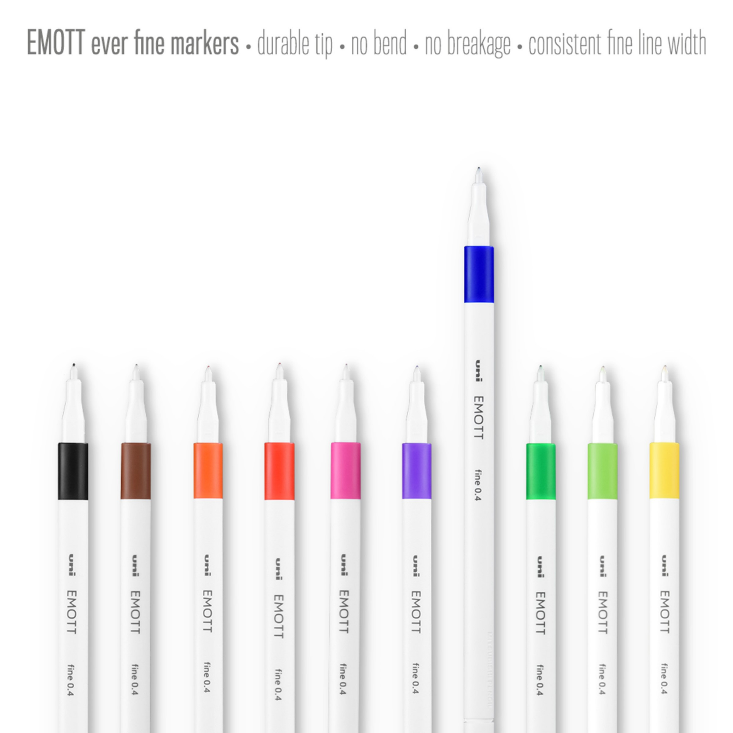 slide 6 of 7, uni-ball EMOTT Fineliner Marker Pens, Fine Point (0.4mm), Assorted Ink, 10-count, 1 ct