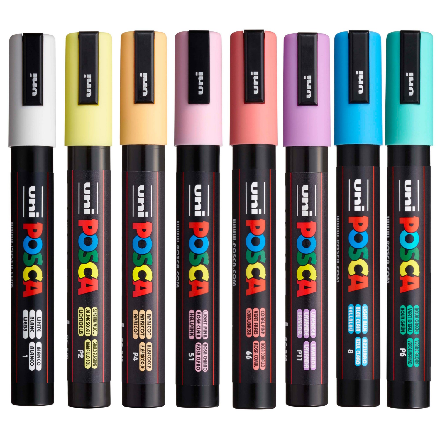 slide 4 of 8, Posca Pc-5br 8 Color Brush Tip Paint Marker Set, 1mm-4mm brush tips
