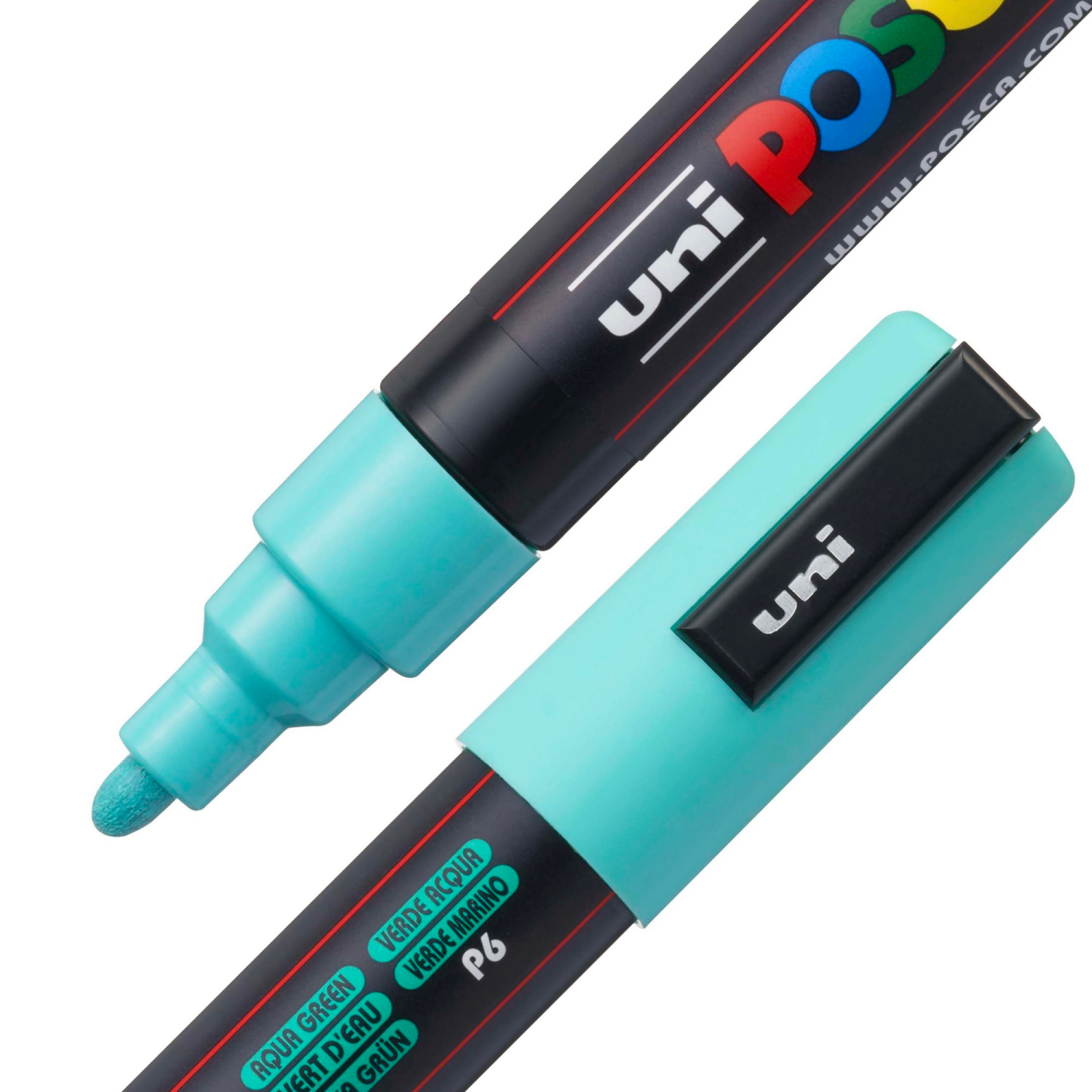 slide 8 of 8, Posca Pc-5br 8 Color Brush Tip Paint Marker Set, 1mm-4mm brush tips