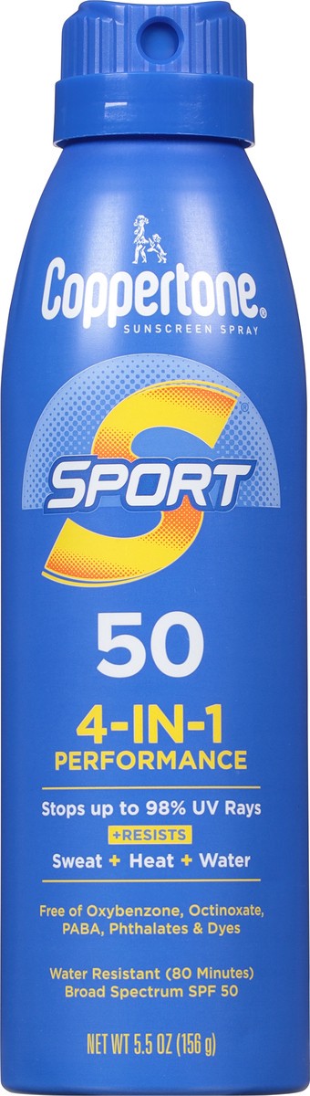 slide 3 of 9, Coppertone Sport 4-In-1 Performance Broad Spectrum SPF 50 Sunscreen Spray 5.5 oz, 5.5 oz
