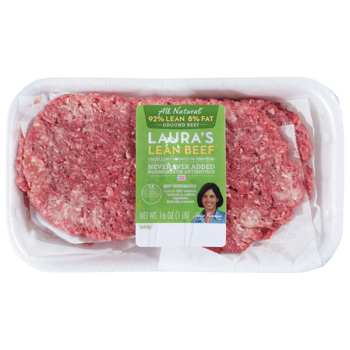 slide 1 of 14, Laura's Lean 92%/8% Ground Beef 16 oz, 16 oz