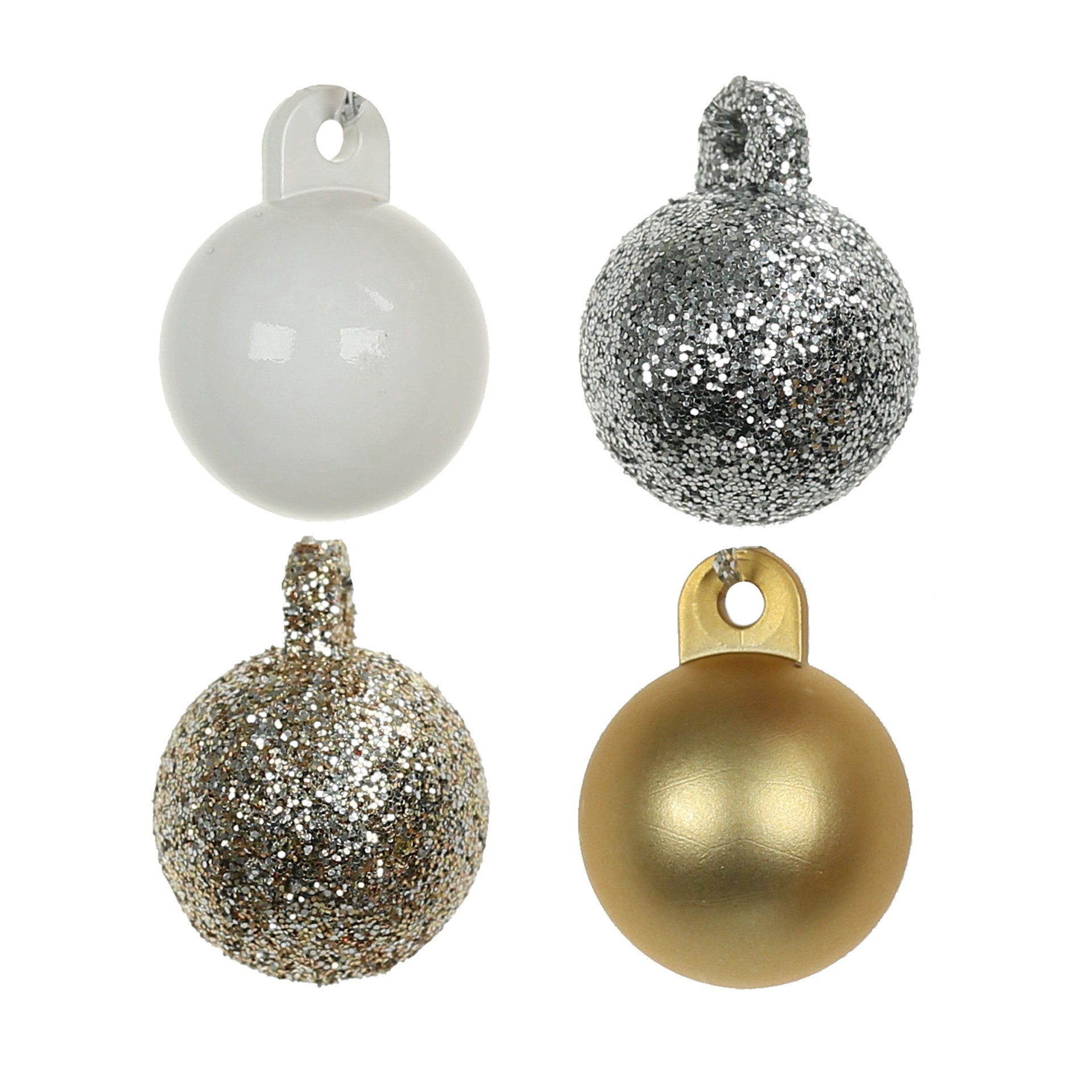 slide 3 of 3, Mini 15mm White, Silver & Gold Ball Ornaments, 16ct. By Ashland, 15mm