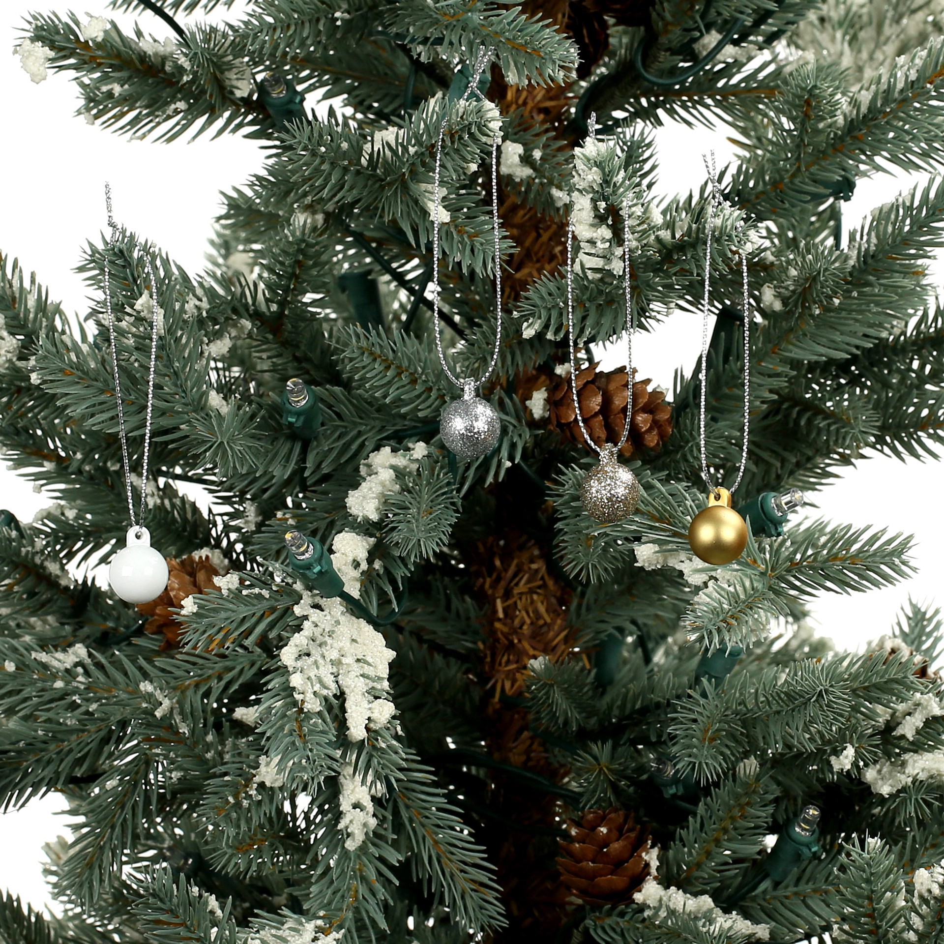 slide 2 of 3, Mini 15mm White, Silver & Gold Ball Ornaments, 16ct. By Ashland, 15mm