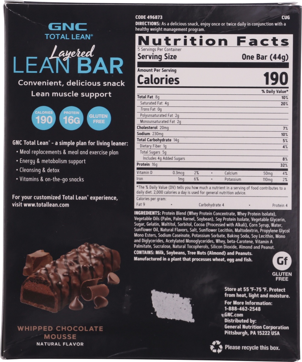 GNC Total Lean Layered Whipped Chocolate Mousse Lean Bar 5 44 g Bars