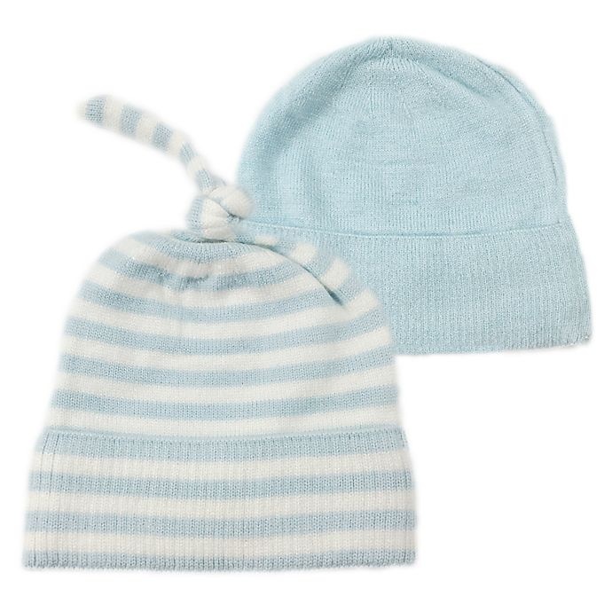 slide 1 of 3, NYGB Stripe Knot Hat Set - Blue, 2 ct