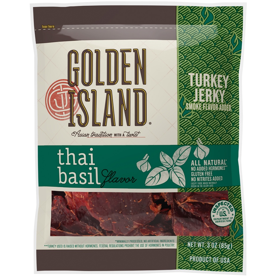 slide 2 of 6, Golden Island Jerky Thai Basil Turkey, 3 oz